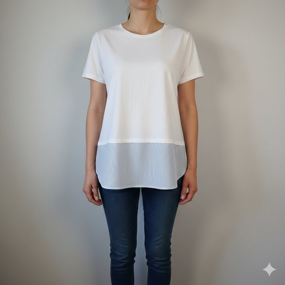 NWT - H&M Mixed Media Drop Waist T-Shirt Size M